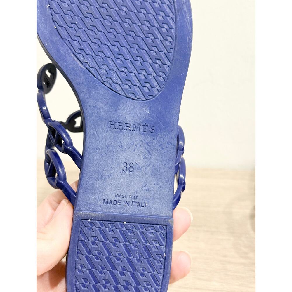 Hermes Chaine d'Ancre Island Sandals Slip On Thong Sandas Violet Iris Womens 38 - Picture 7 of 8